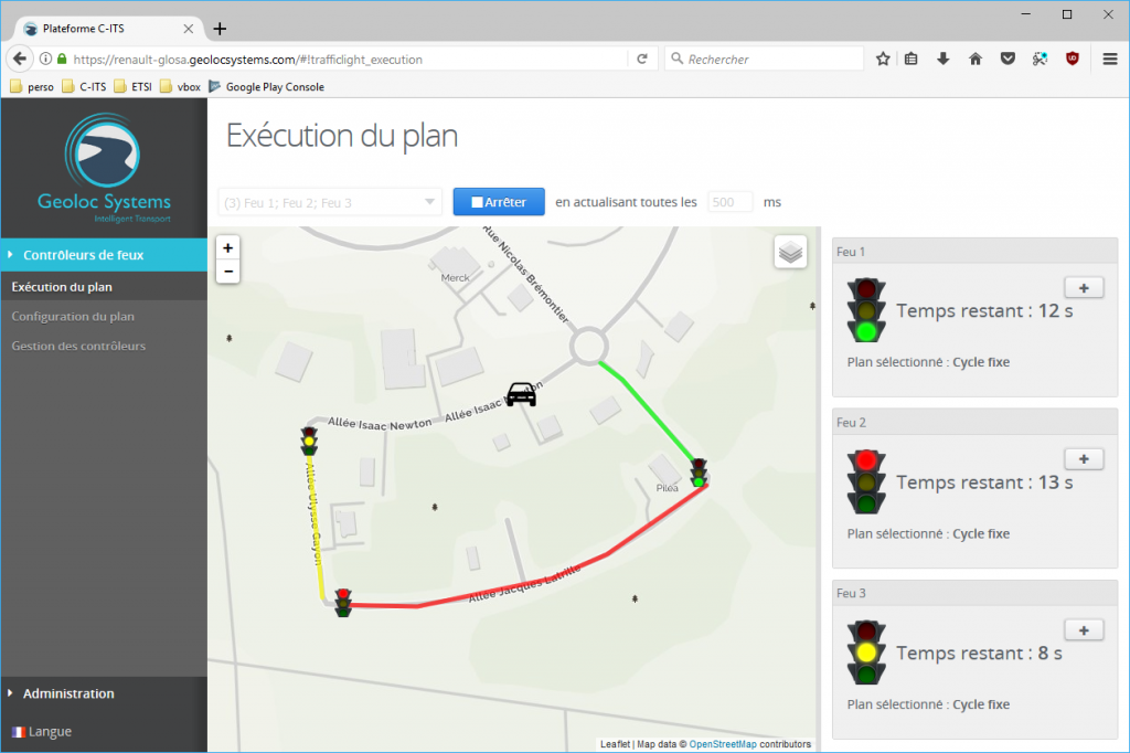 Interface de suivi GLOSA