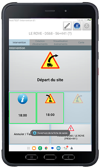 Intervention interface PRISM Tablet